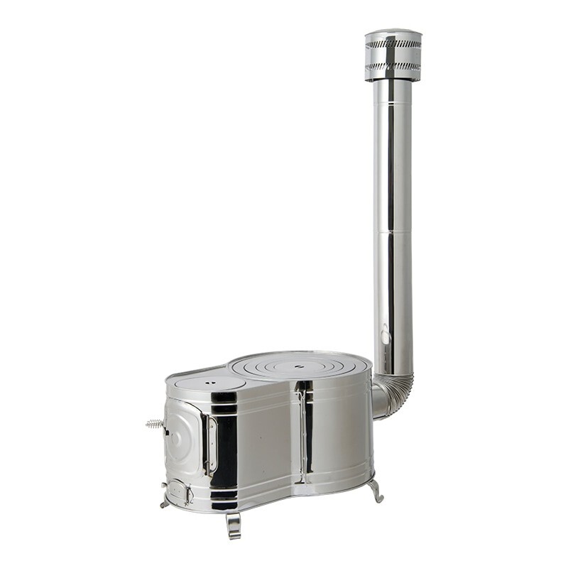 Homma Seisakusho ASS-60 Stainless Steel Clock Type 1 Wood Stove with a chimney