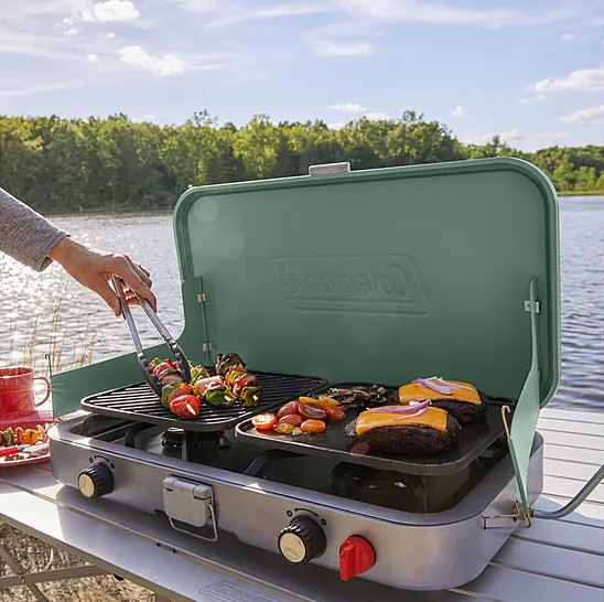 Coleman Cascade 3-in-1 Camping Stove 2 Burner Grill Griddle Combo [ Authentic ]