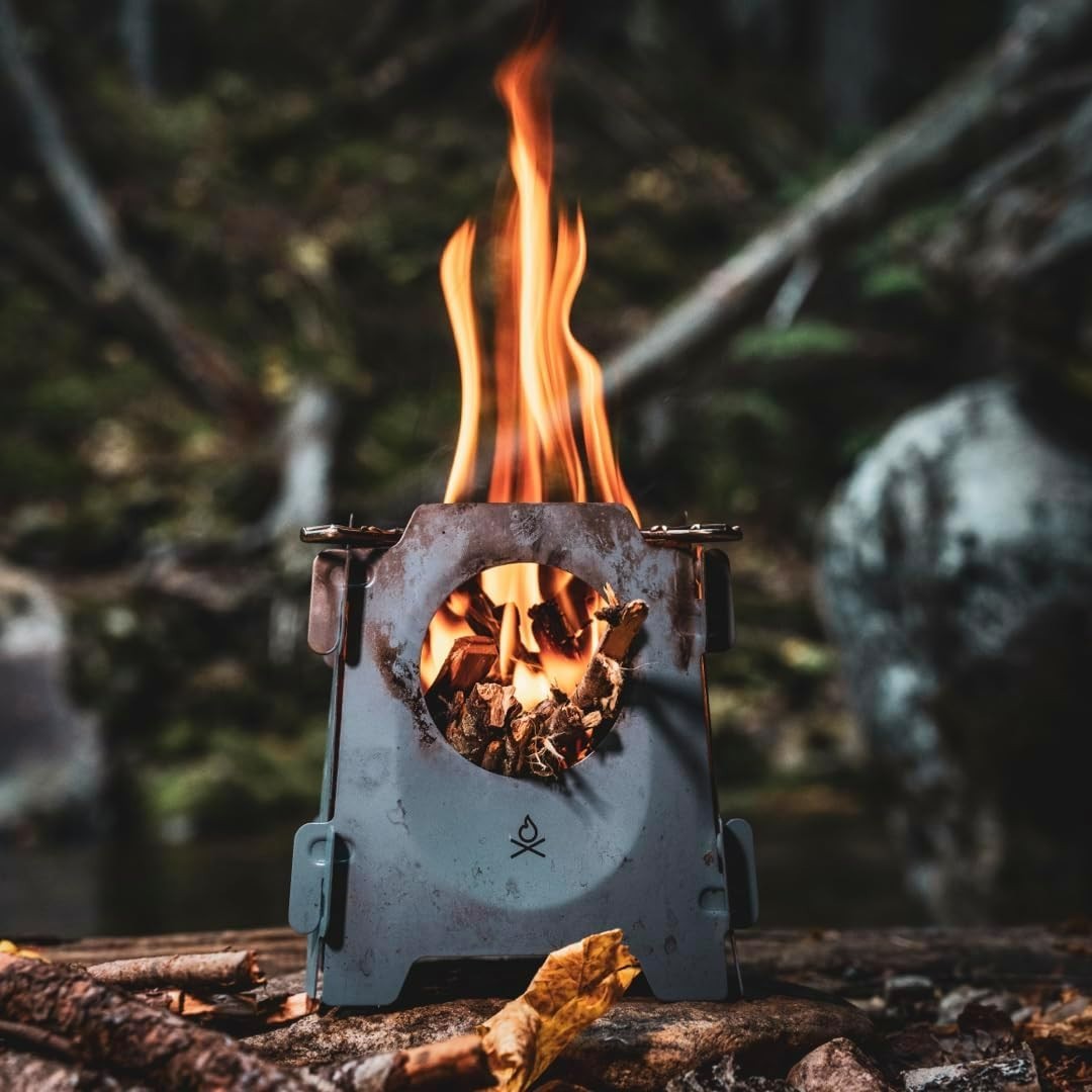 Wood Burning Camping Stove – 18oz Flatpack Stainless Steel Wood Stove for