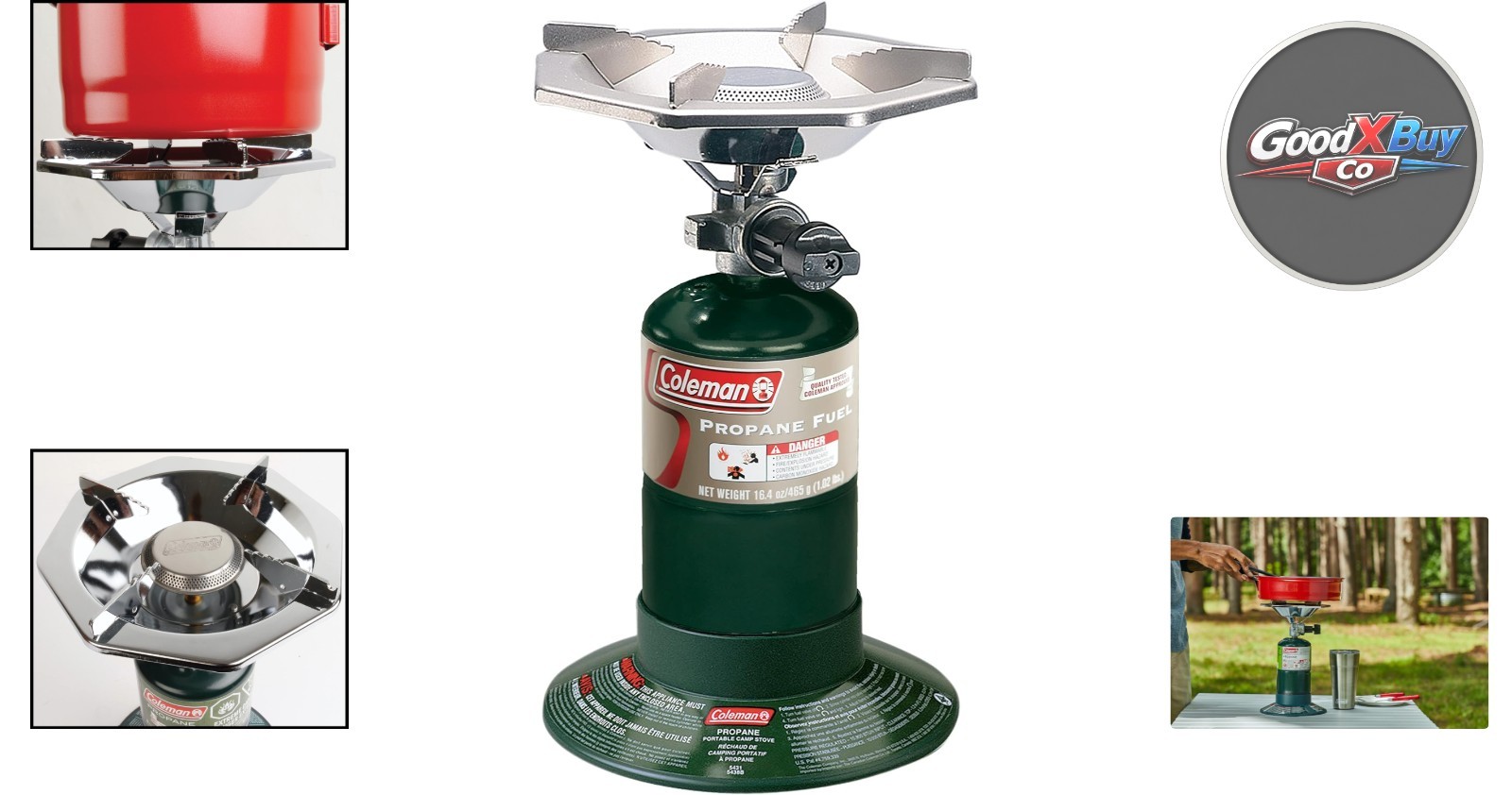 Coleman Bottletop Propane Stove 10,000 BTUs Adjustable Wind Baffles Compact