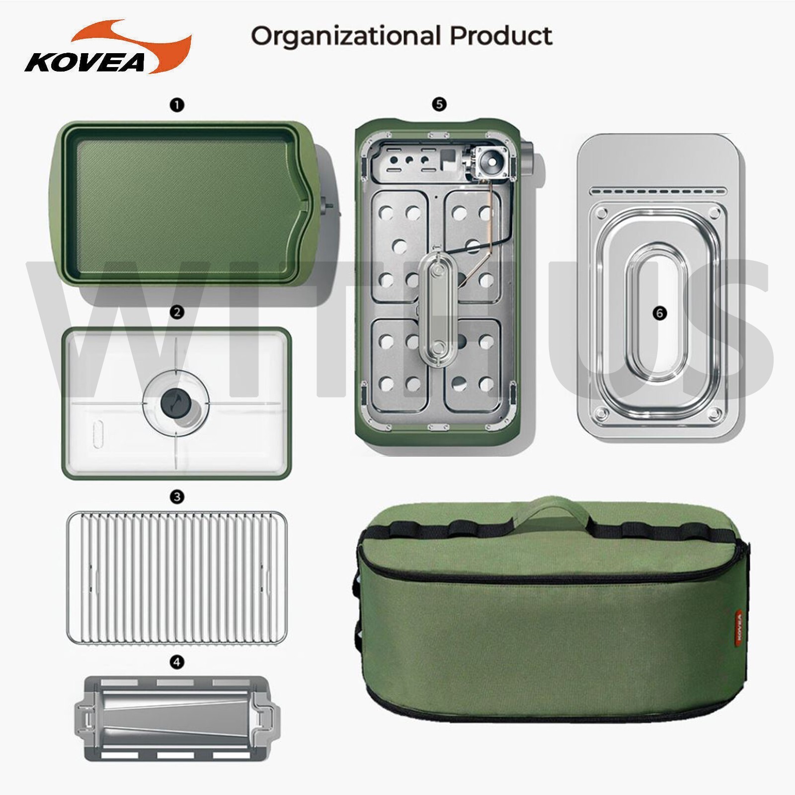 KOVEA Guibada CERAMIC 3WAY All-in-one Olive green Multi Stove Grill & Carry Bag