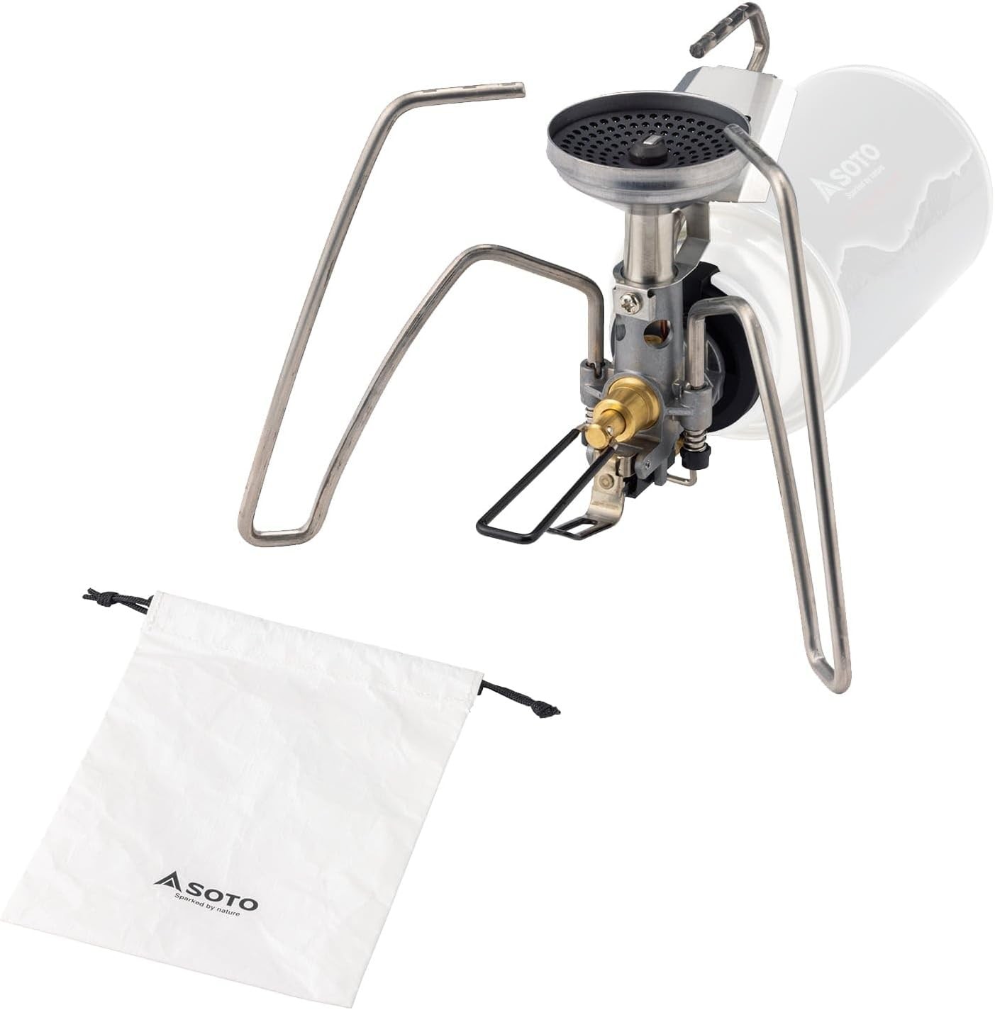 SOTO Japan-made single burner, lightweight, compact, with storage pouch, ST-350