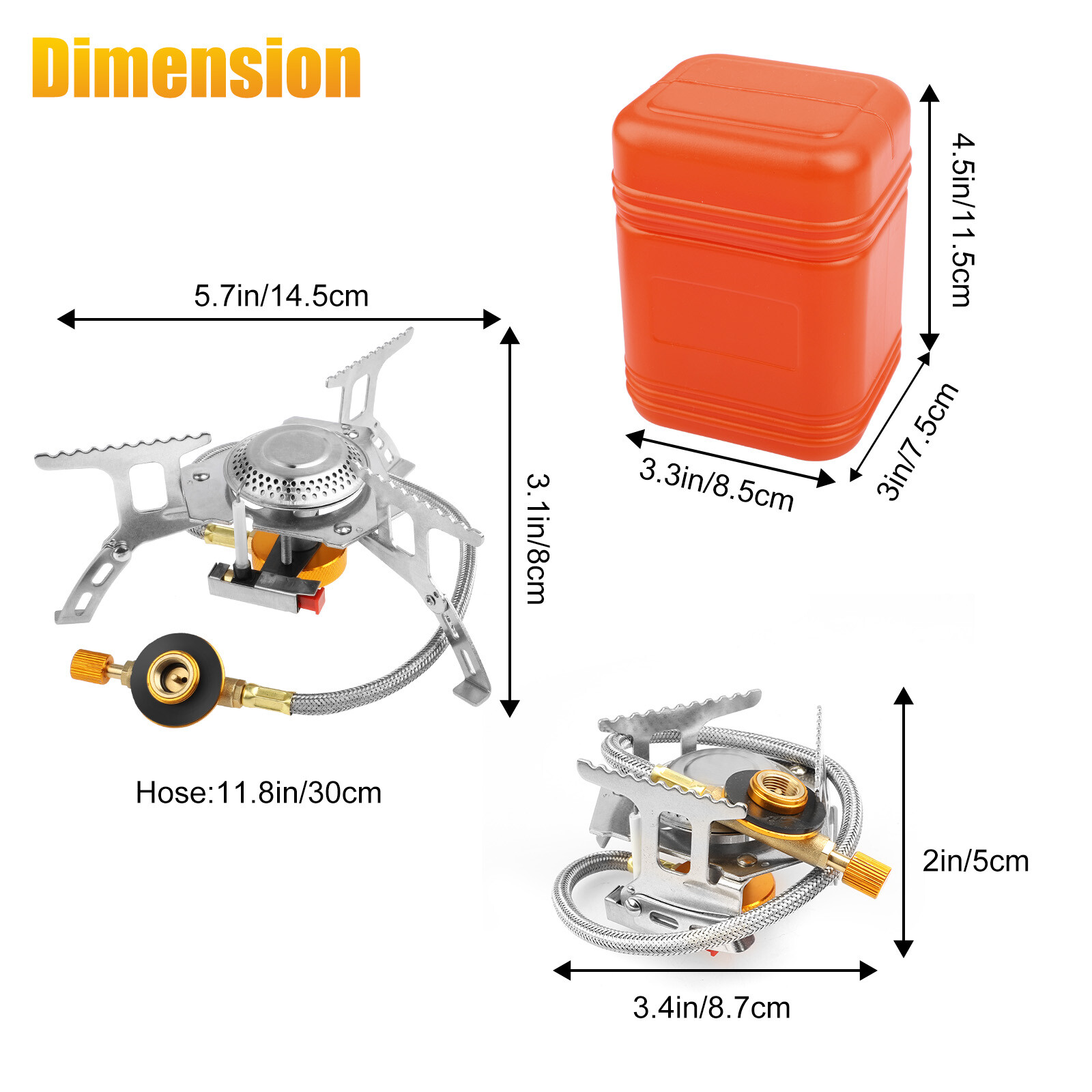 3700W Portable Backpacking Camping Gas Stove with Piezo Ignition + Burner + Case