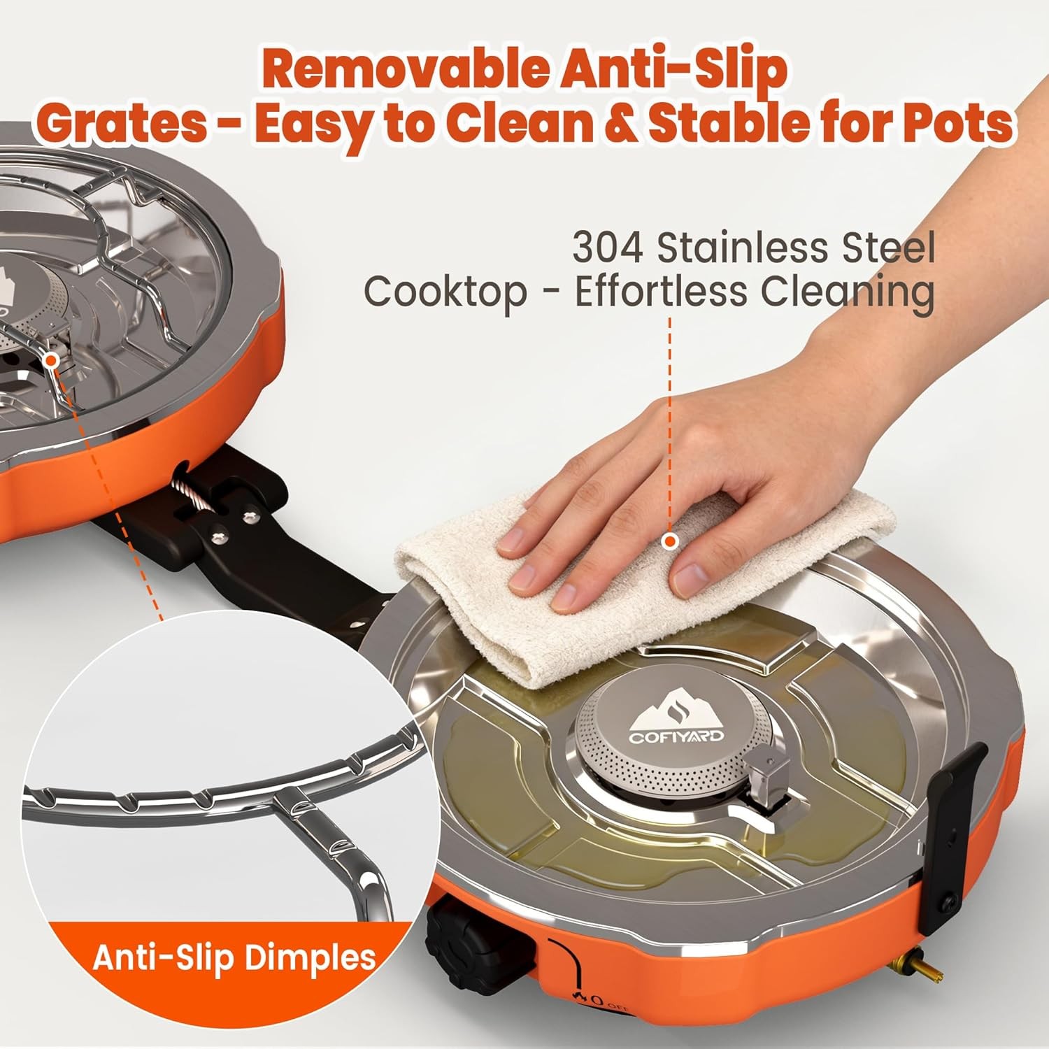 20,000 Btus 2 Burner Propane Camping Stove, Portable Folding Camp Stove with Adj