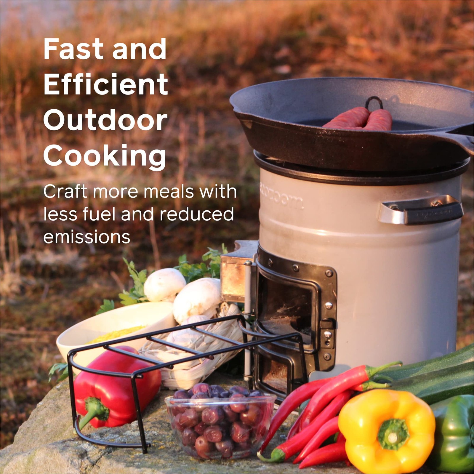 Ecozoom Rocket Stove Heavy Duty Dual Fuel Wood Charcoal Portable Camping