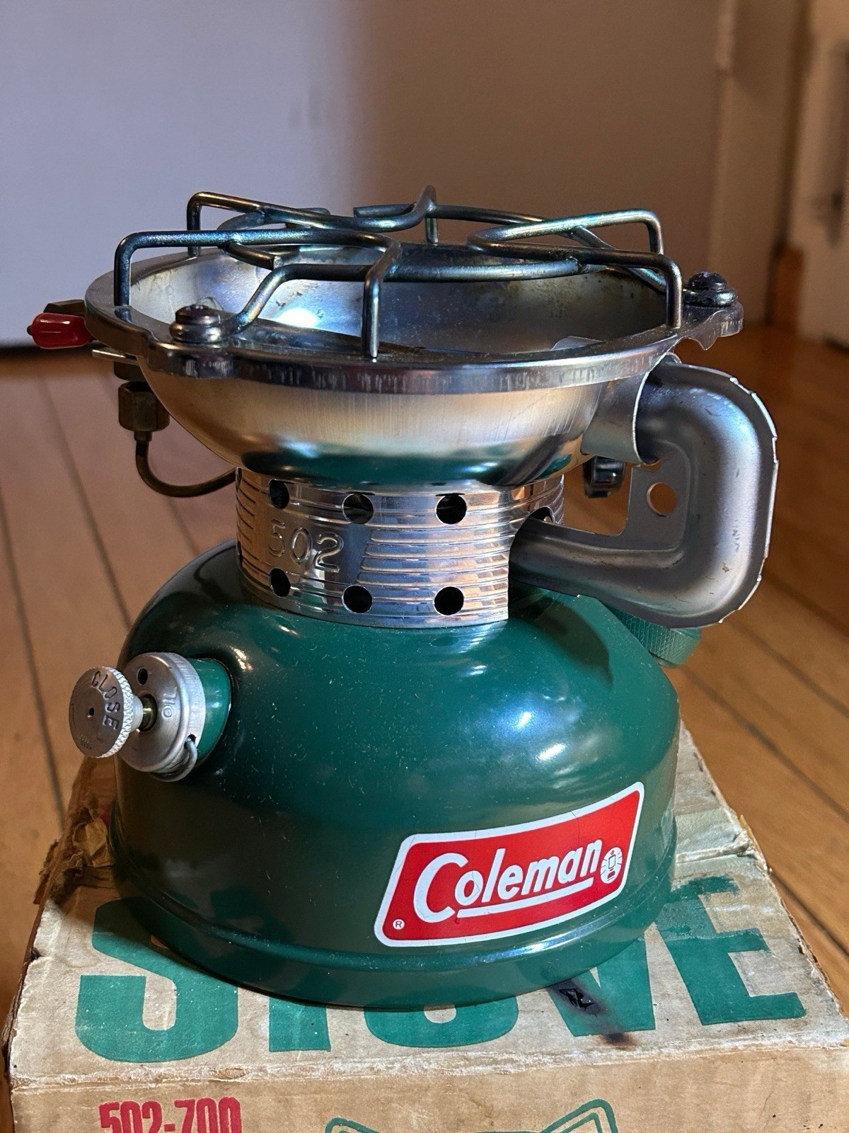 Vintage Coleman 502-700 Sportster Camping Stove w/ Box & Manual Green Made USA