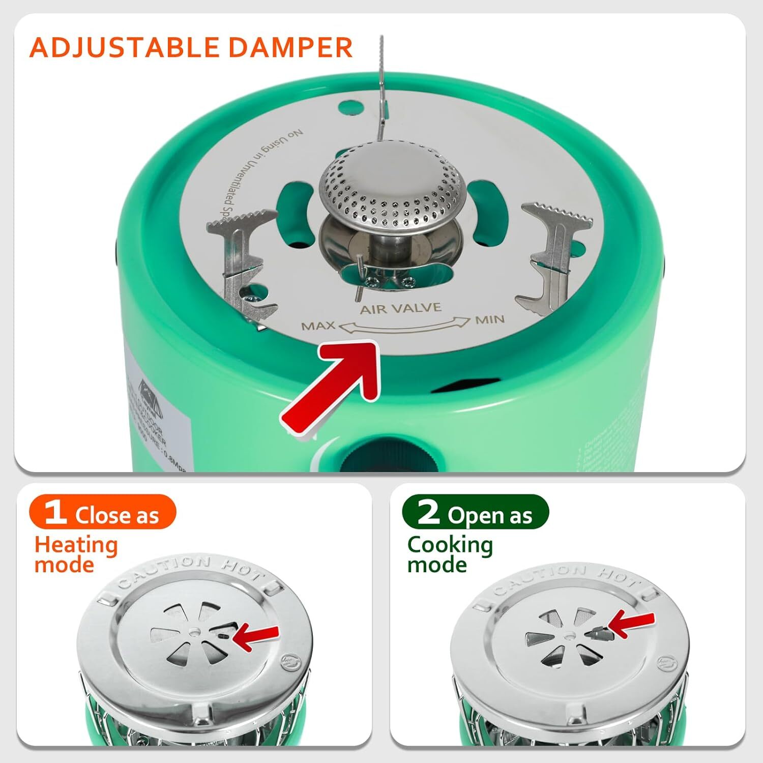 Propane Heater Indoor Gas Stove Equipment for Outdoor Household Portable 2 in 1