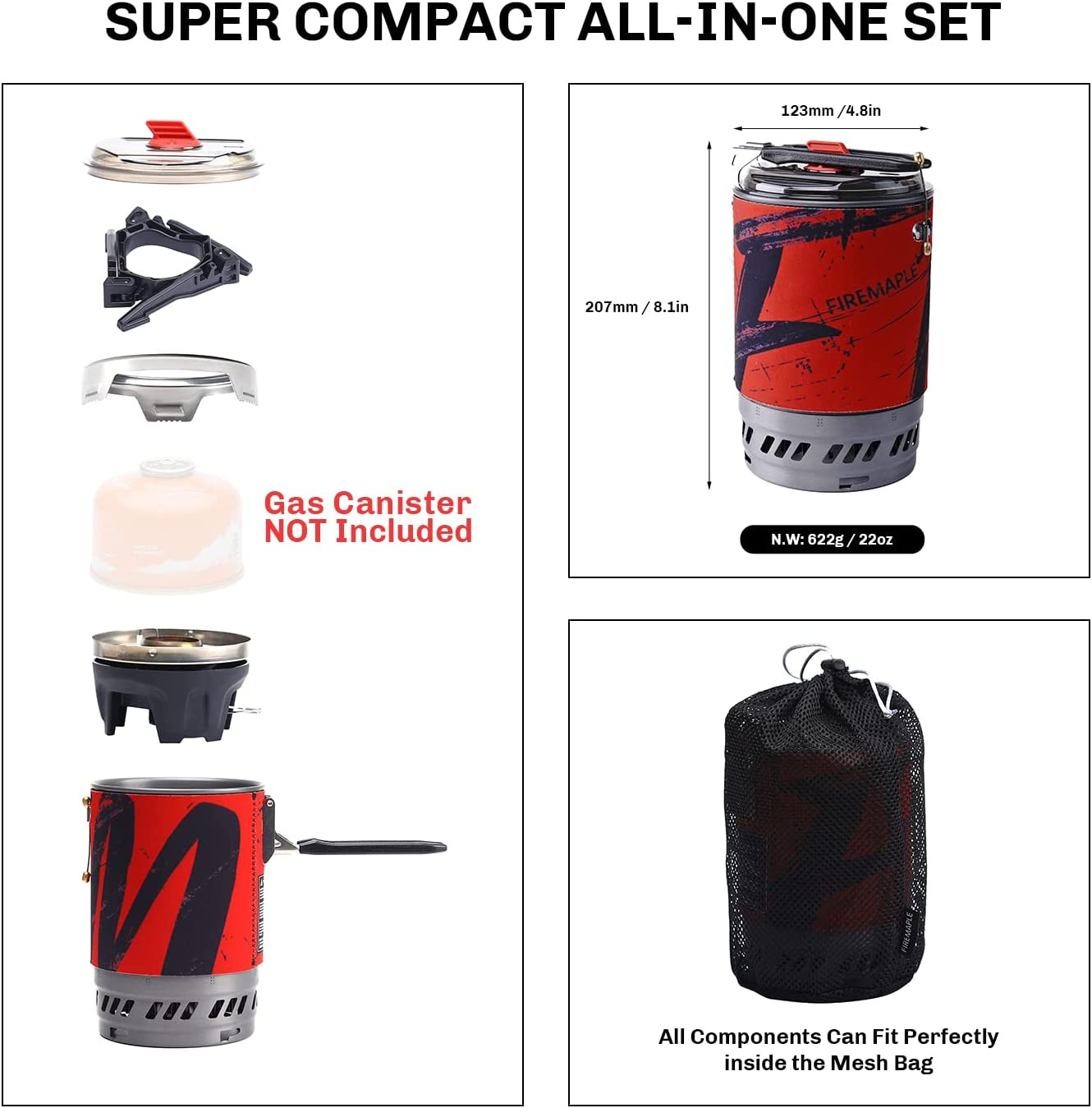 Fire Maple Polaris Cooking System | Portable Camping Backpacking Stove with Micr