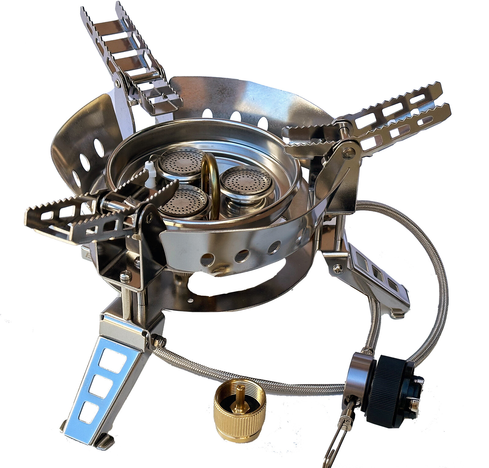 Stainless 23000BTU Backpacking Butane LP Gas Stove Burner Cooker Camping w/ Hose