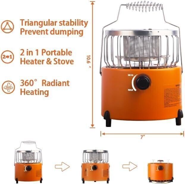 New Portable Propane Heater Stove Outdoor Camping Cooker Gas Stove Camp Tent