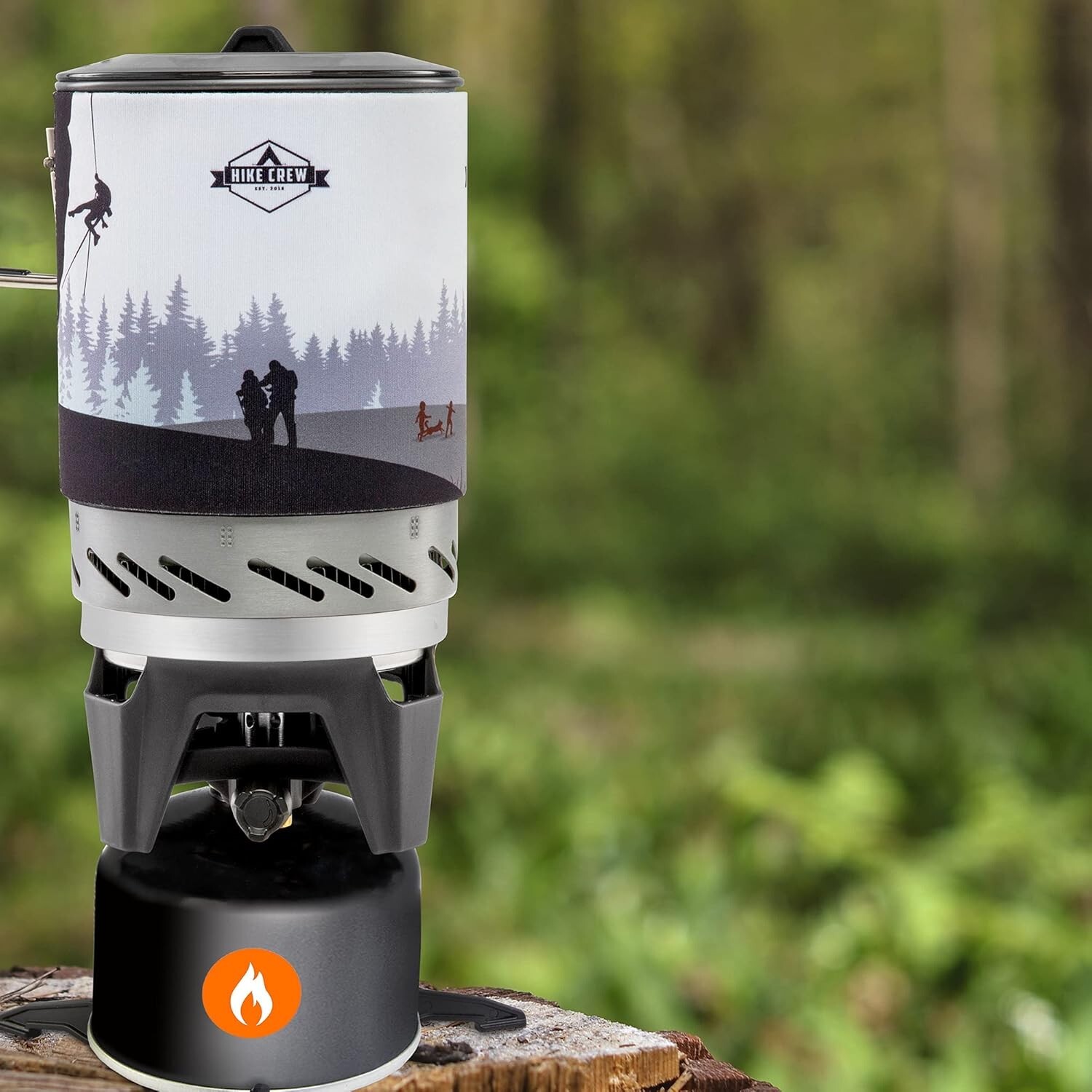 Hike Crew Portable Gas Stove with Pot Set, Camping Cooking System Jetboil Style