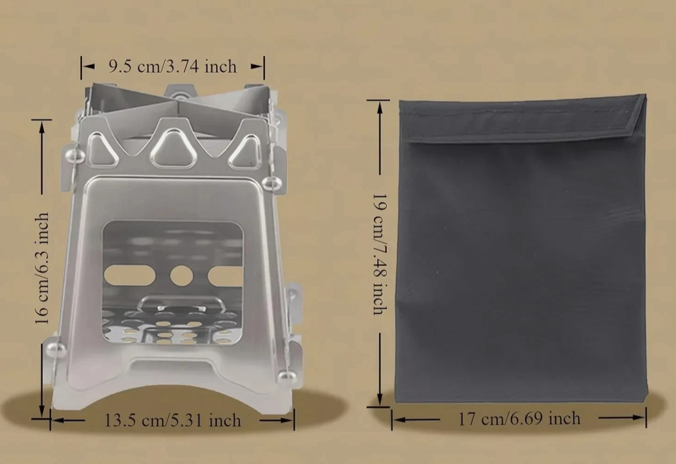 Classic Flat Packing Stainless Steel Wood Stove. Only 8 ounces.