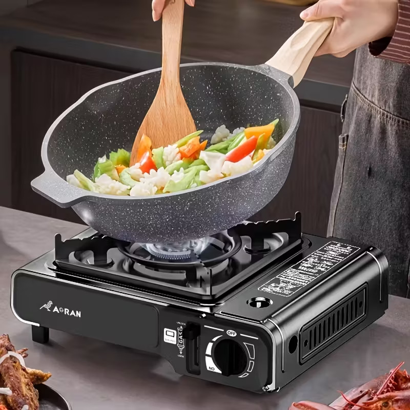 AORAN Outdoor/Indoor Camp Stove High Pressure Butane Portable Gas Cooker w/Pan