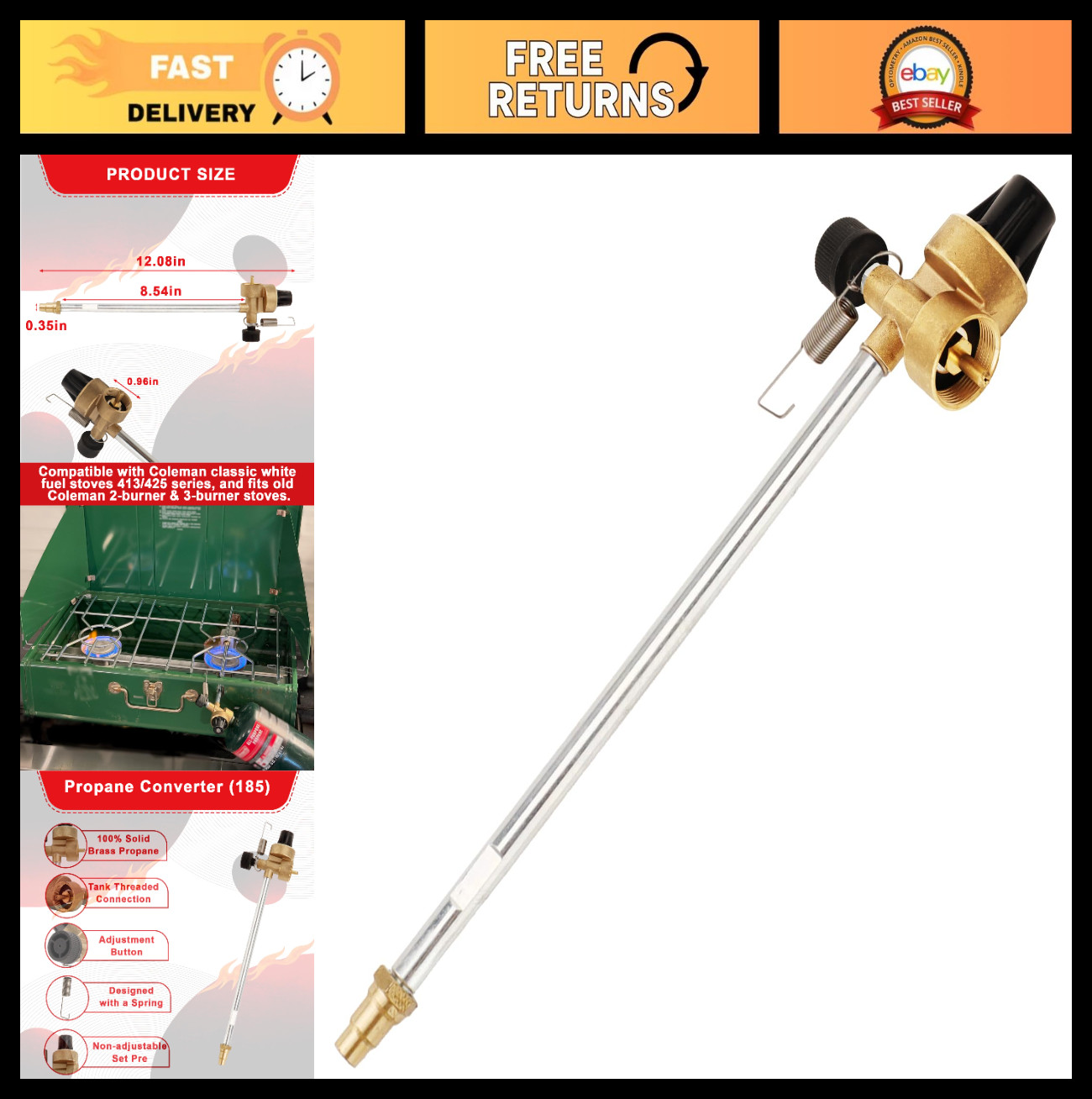 Propane Converter Adapter for Coleman Stoves – Stable Gas Pressure, Camping Esse