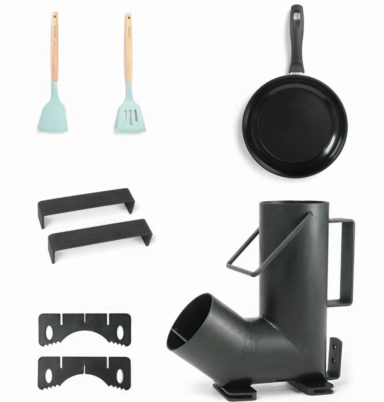 Wood Burning Rocket Stove, Camping Rocket Stove for Outdoor Cooking with Skillet
