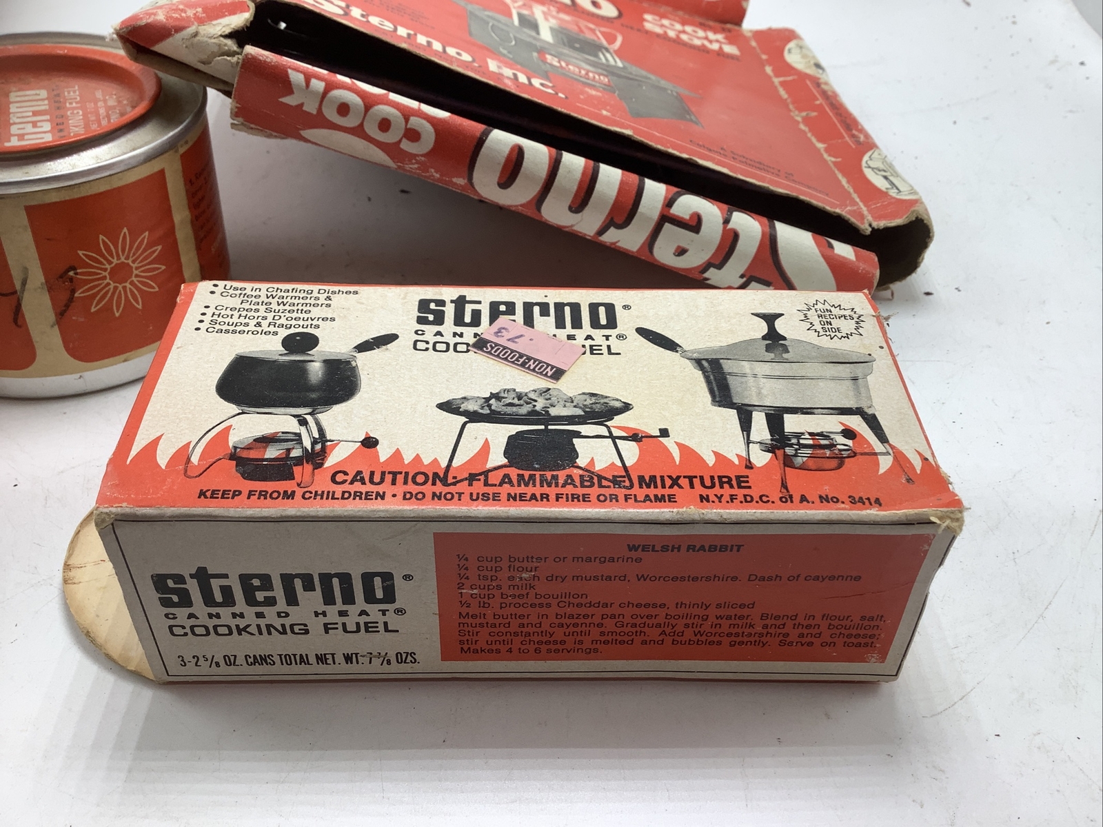 Bundle Vintage Sterno Folding Cook Stove No. 33 w/ Box and 4 cans cooking fuel