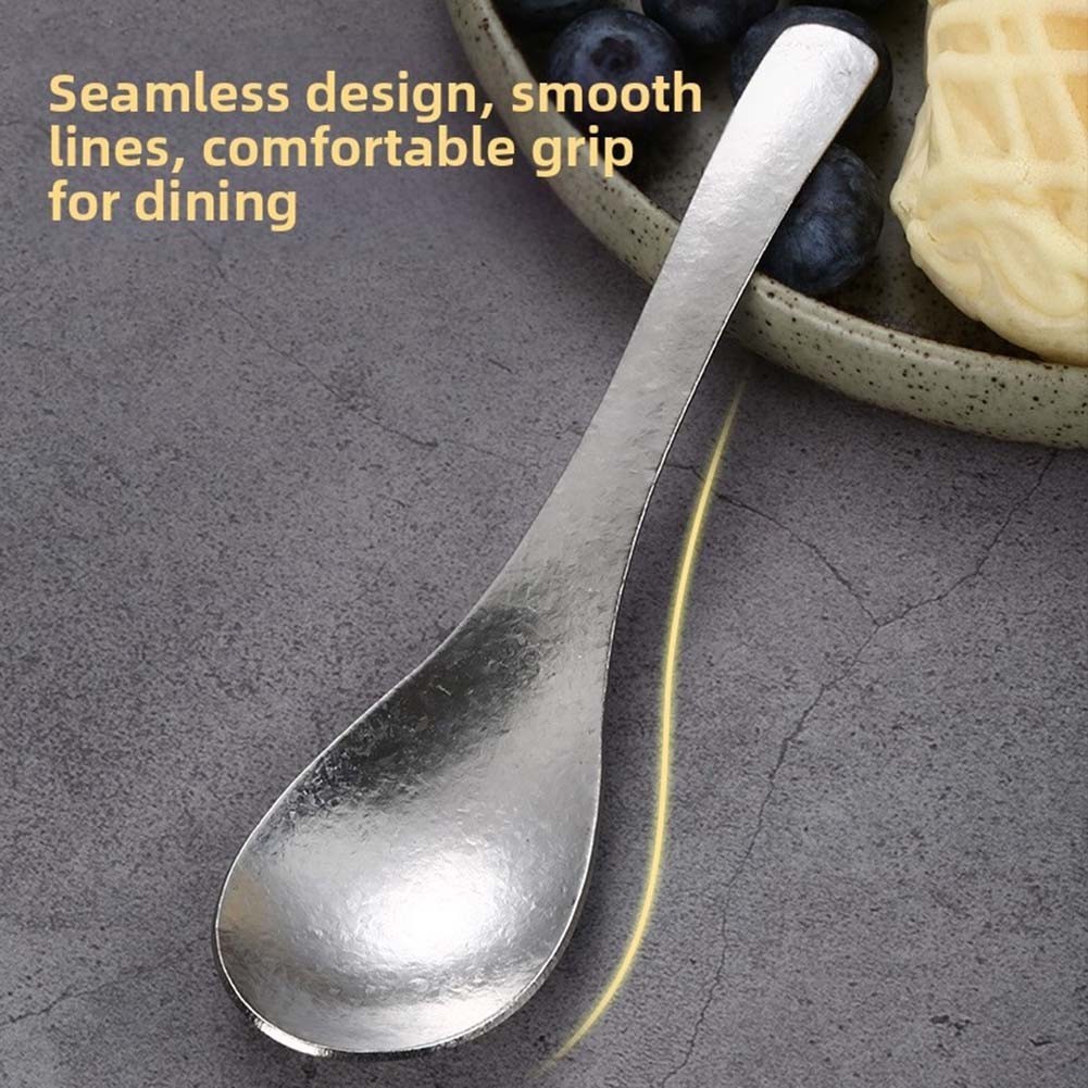 15.4cm Titanium Spoon – Pure Metal Oxidation Resistant Soup Dessert Spoon