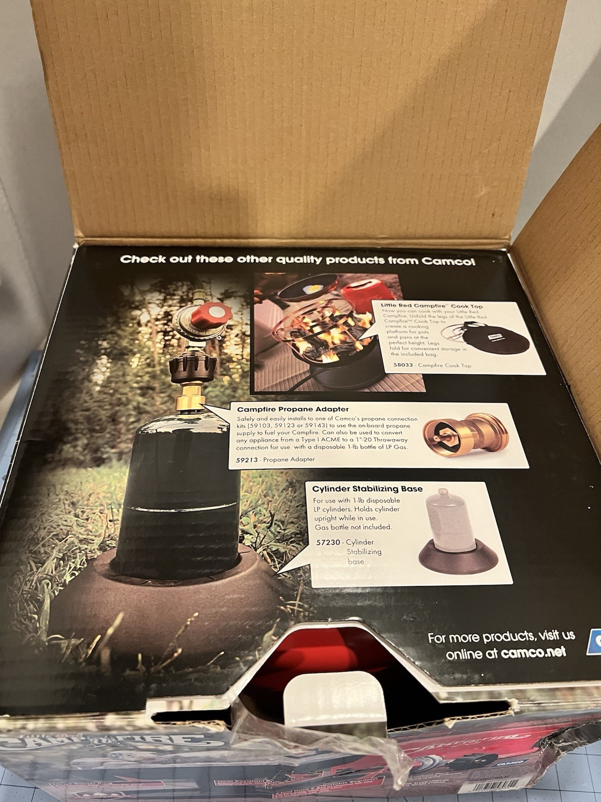 CAMCO CAMPFIRE LITTLE RED CAMP STOVE OLD STOCK NEW IN BOX RARE LOGS FIRE PIT