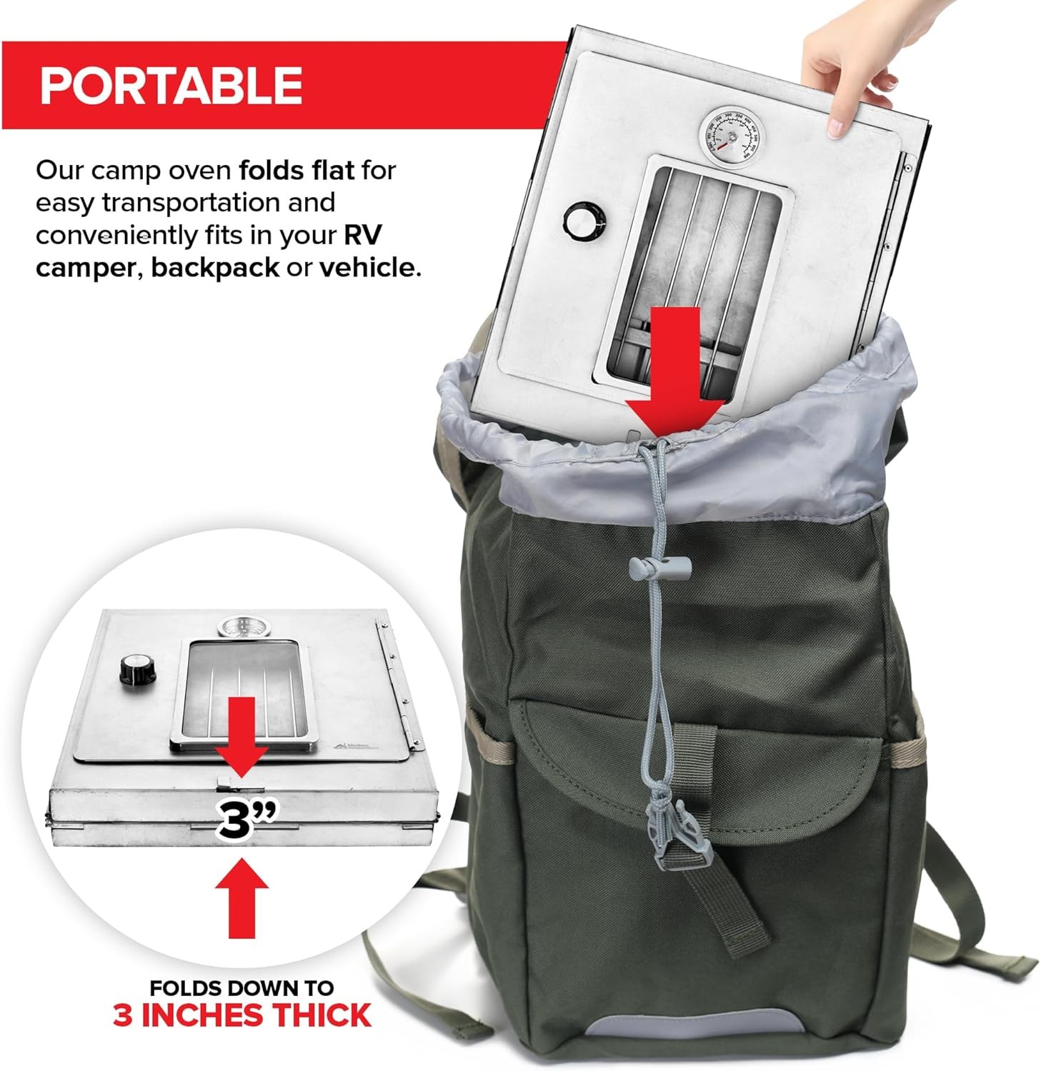 Portable Baking Oven Foldable Outdoor Stove for Campers Use w/ Wood Fire Propane