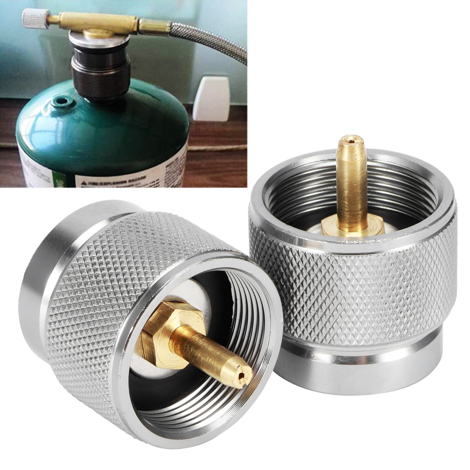 2Pcs G3/4 DN20 FNPT Outdoor Camping Stove Flat Tanks Converter Gas Charging