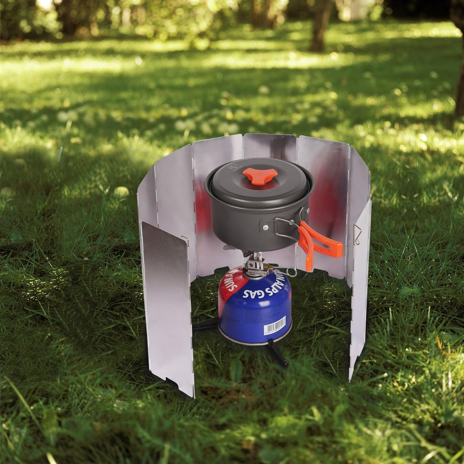Folding Outdoor Stove Windscreen, 10 Plates Aluminum Camping Stove Windshield wi