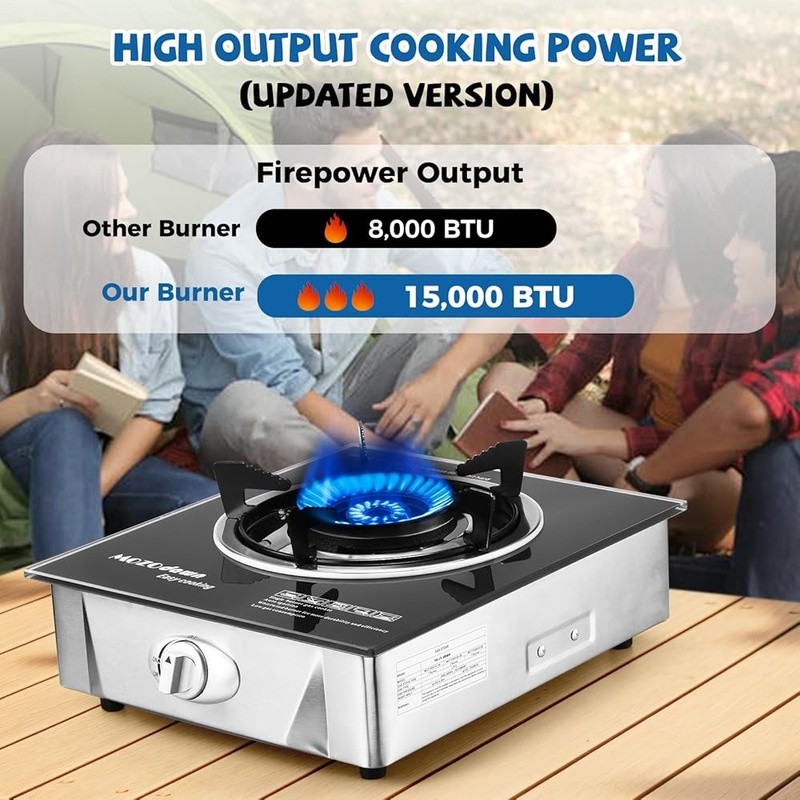 High Output Portable Gas Stove 15000 BTU Camping Cooking Outdoor Burner New