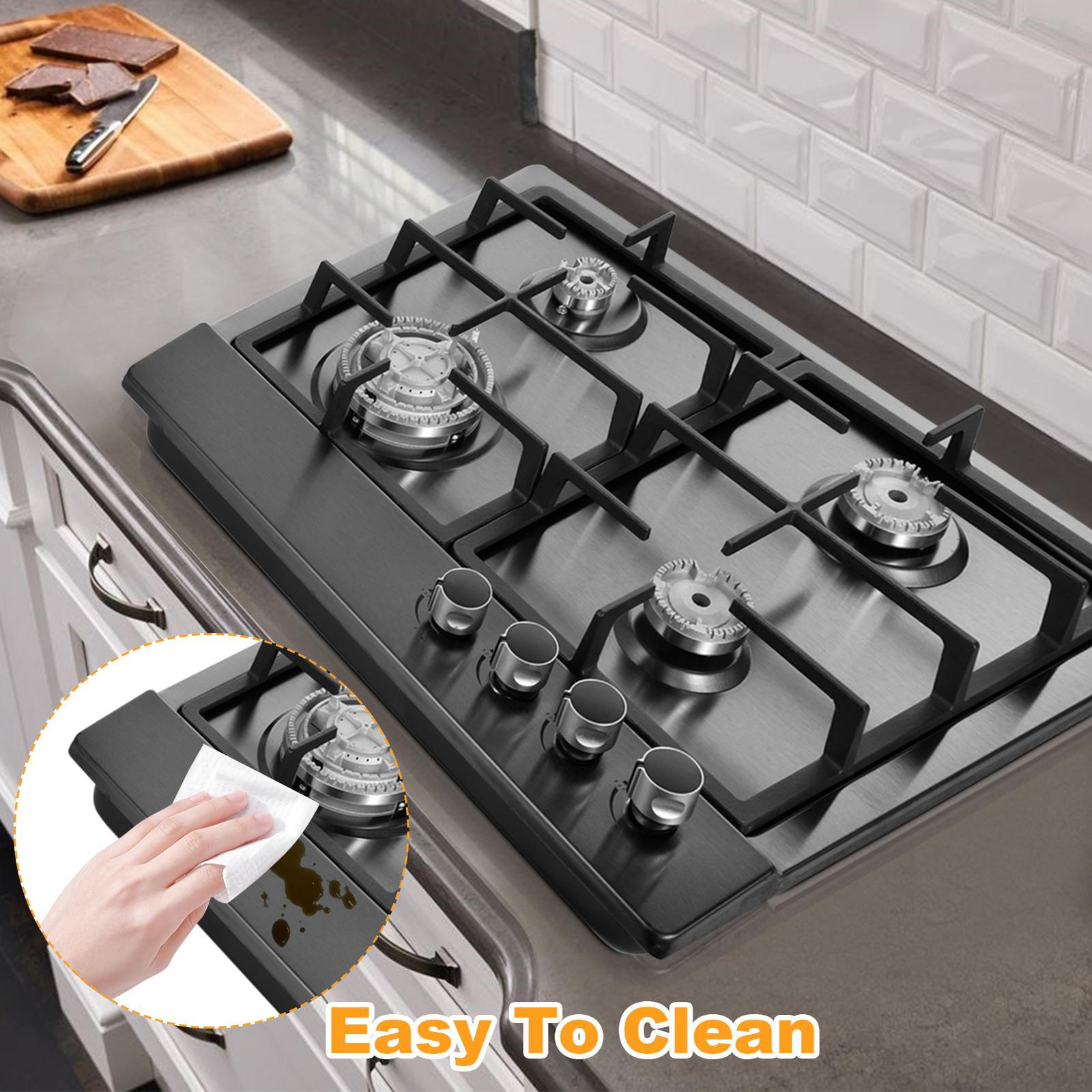 Gas Cooktop Stove Top 4 Burners NG/LPG Built-in Kitchen Gas Stove