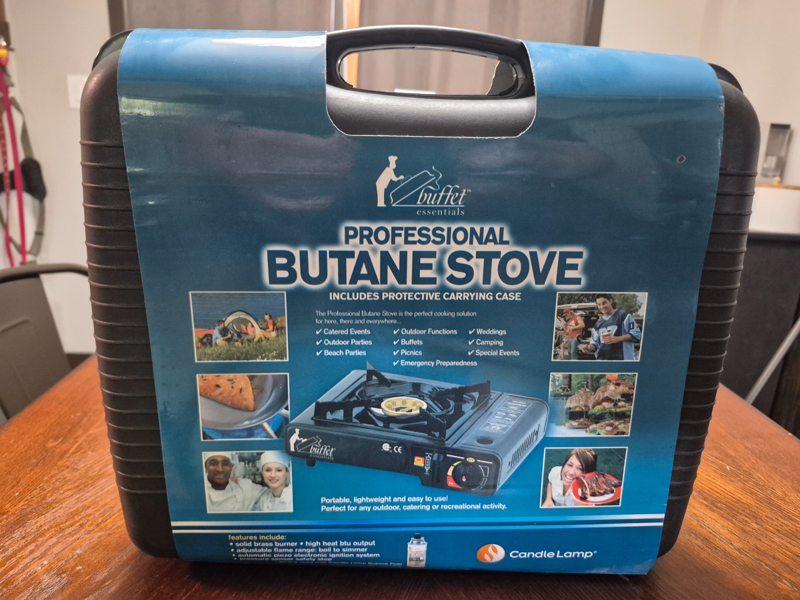 Candle Lamp Butane One Burner Stove Includes Protective Carrying Case