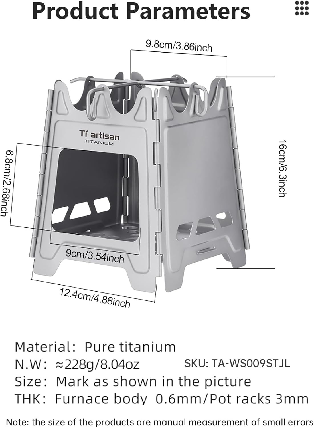 Titanium Wood Burning Stove Foldable Camping Backpacking Stove Portable Wood Alc