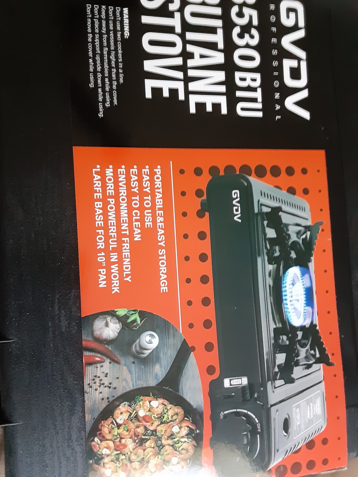 Portable Camping 8530 BTU, 1 Burner Butane Gas Stove with Carrying Case -Black