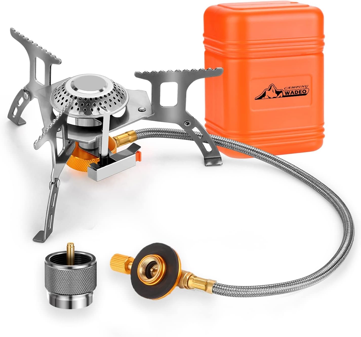 WADEO Camping Gas Stove, 3700W Portable Camp stove with Stove Adapter