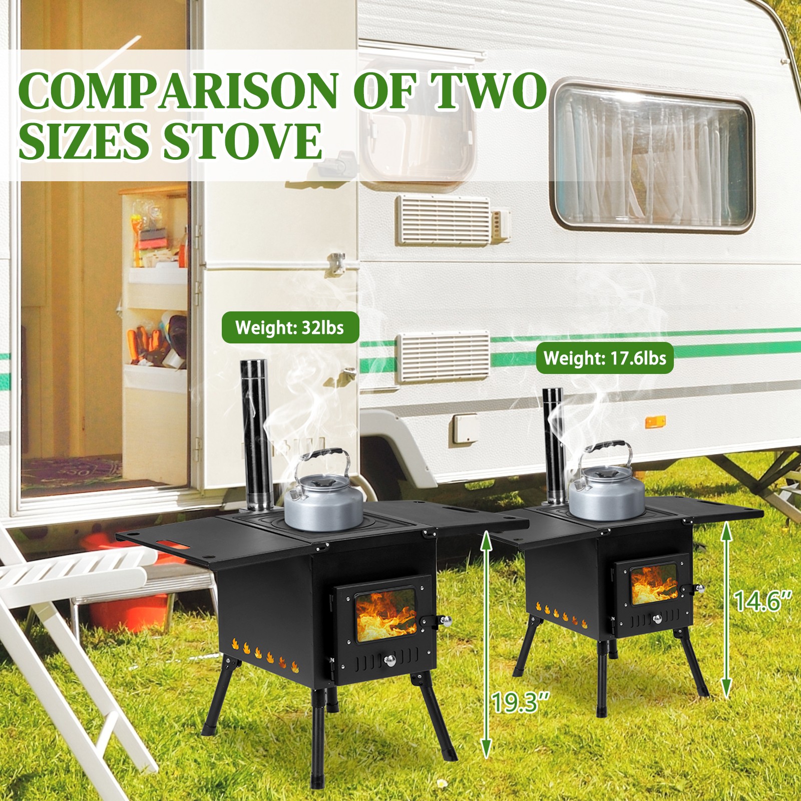 New Wood Burning Stove Tent Stove for Patio Heating Folding Portable Wood Stove