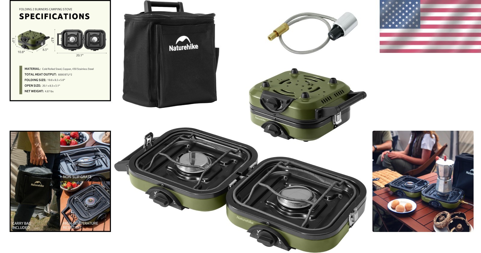 Lightweight Folding Camp Stove with Carry Bag and High Energy Output for Camping