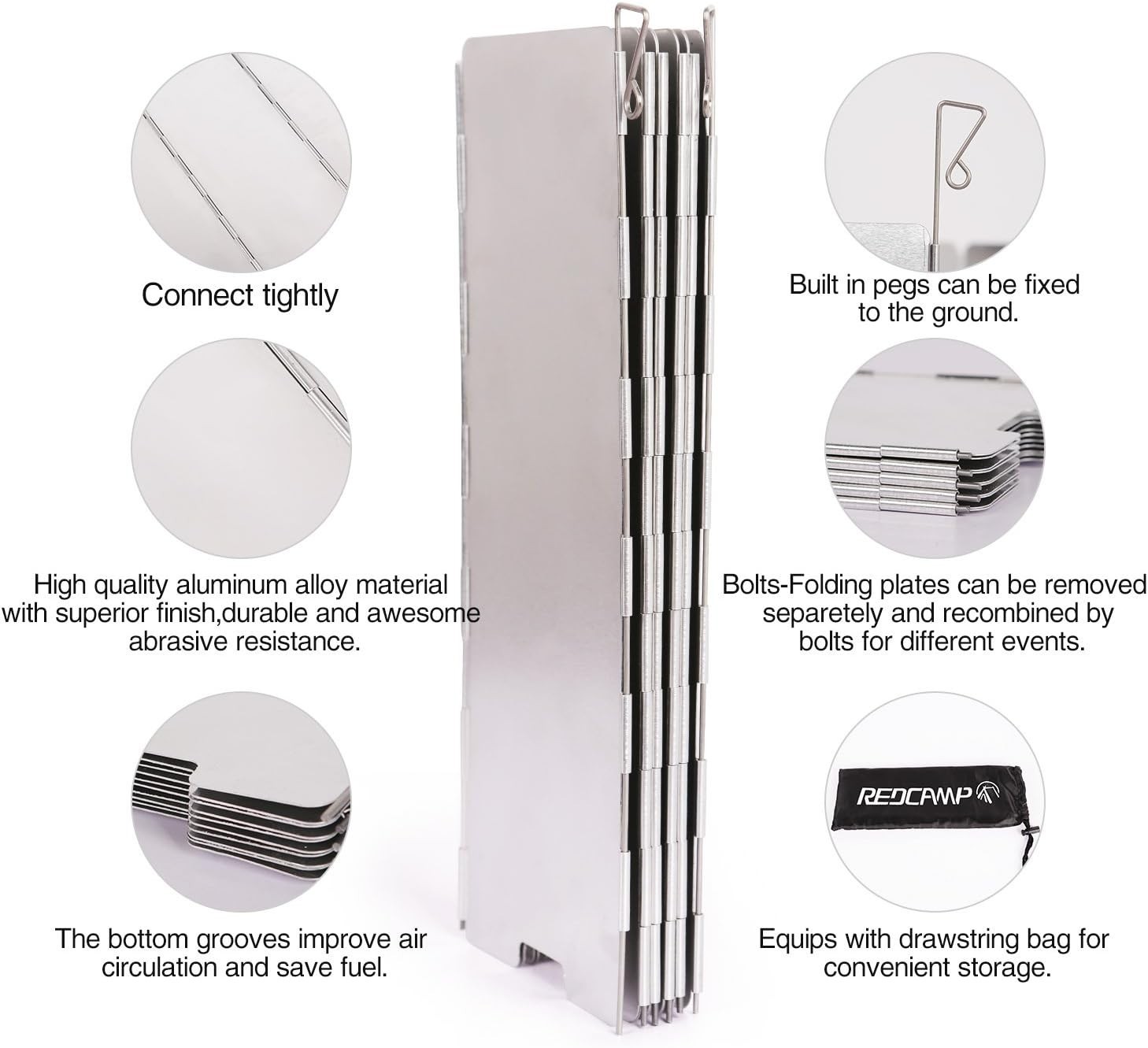 Wind Protection for Outdoor Cooking, Lightweight and Compact Aluminum Design