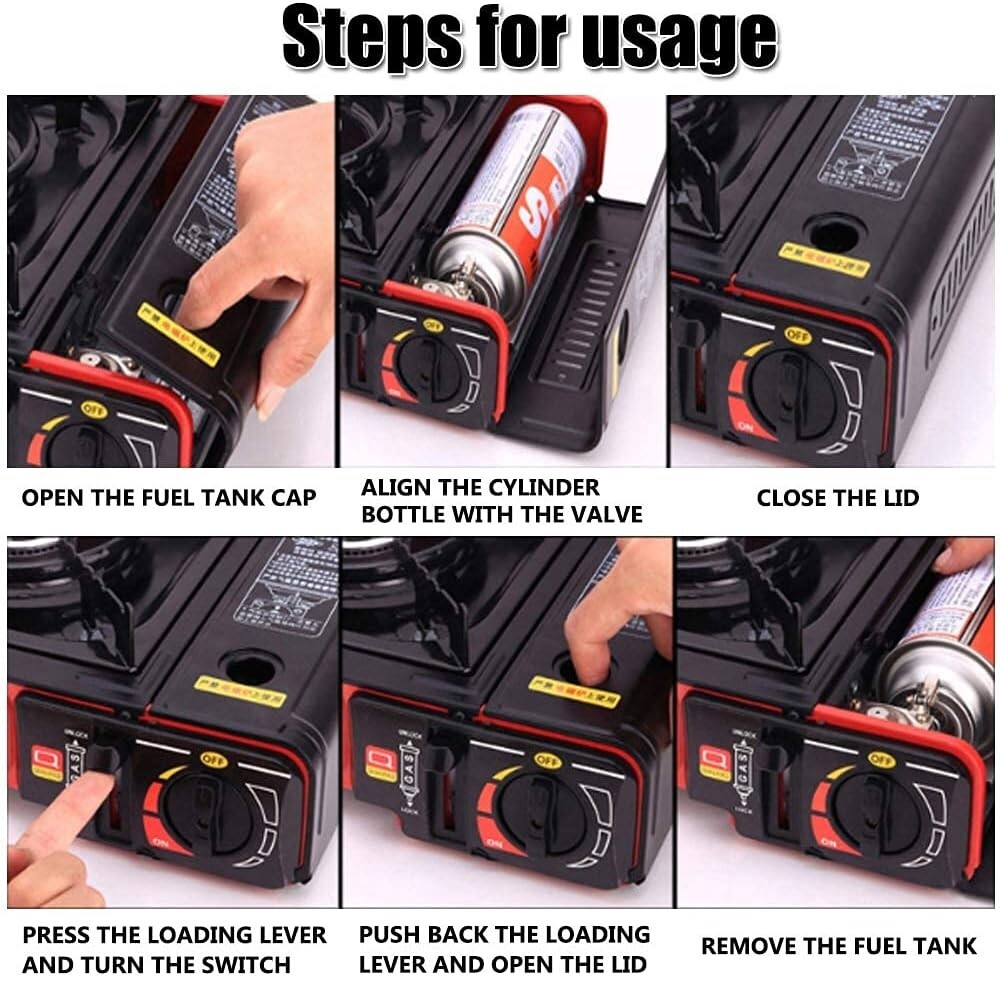 1/2/3 Stove Portable Camping Gas Stove Cast Iron Propane Burner Single/Dual Fuel