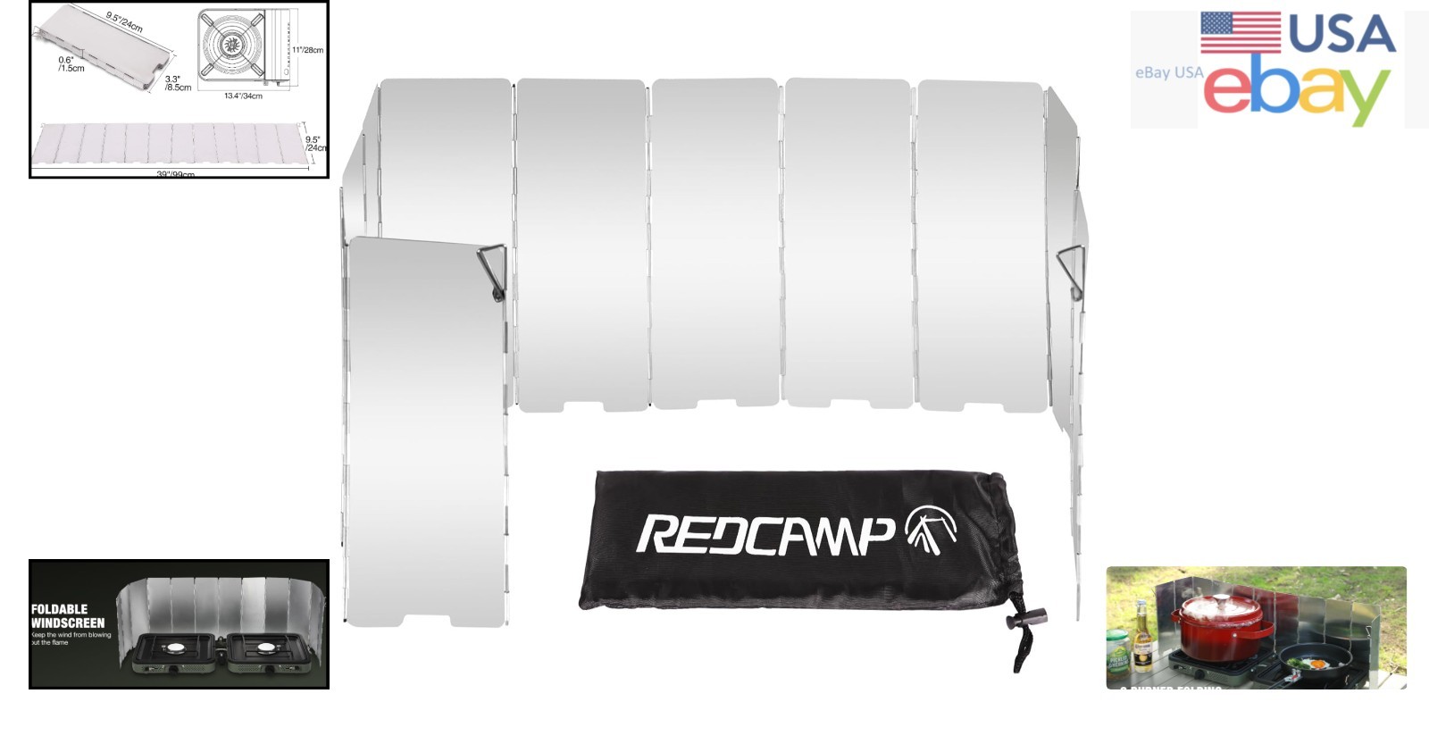 Wind Protection for Outdoor Cooking, Lightweight and Compact Aluminum Design