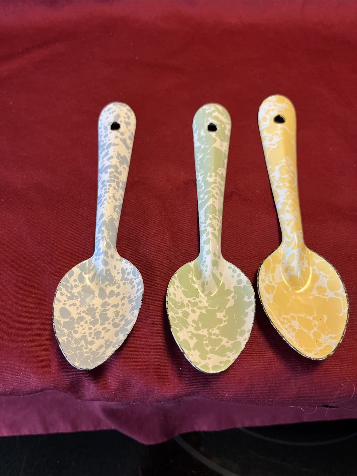 Enamel Camping Plate Serving Spoons & Crow Canyon Spoons Mixed Lot of 6 GUC