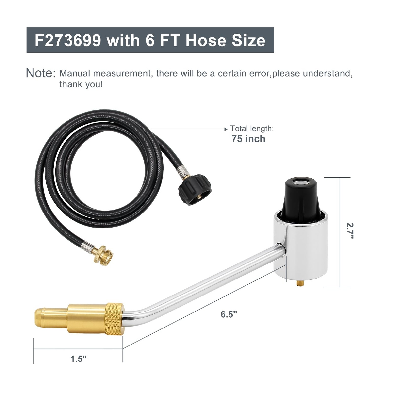 Thaekuns 5430 Camping Stove Regulator with 6 FT Propane Adapter Hose black