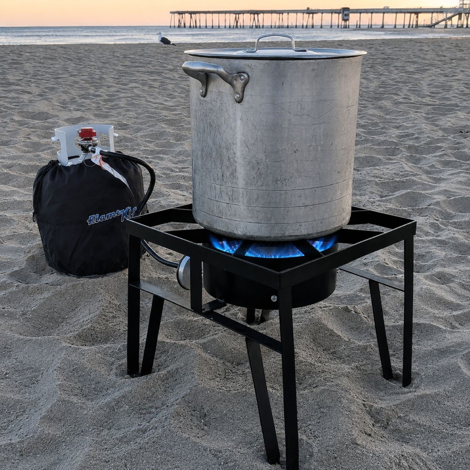 200,000 BTU LP Gas Outdoor Stove Burner with Regulator Hose