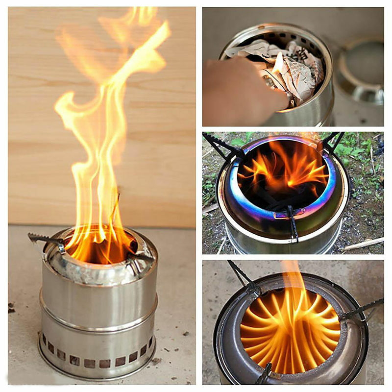 Outdoor Camping Wood-burning Stove Backpacking Portable Survival BBQ Panic Stove