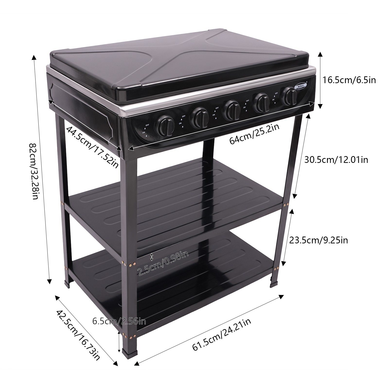 Outdoor Cooking Natural Gas Stove 5-Burners W/ Storage Rack For Camping/Kitchen