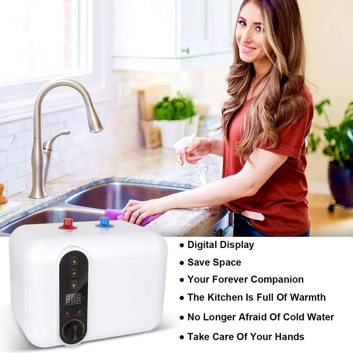 Instant Electric Hot Water Heater Shower Compact Mini-Tank Storage RV 10L 1500W