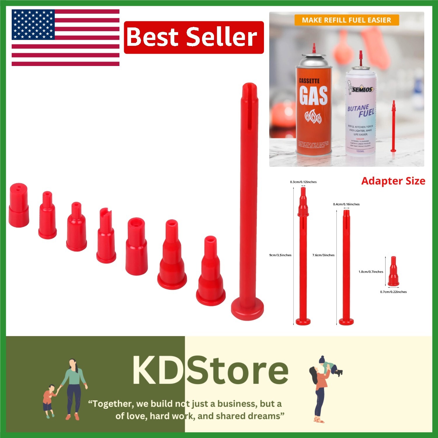 Multi-Purpose Butane Tank Adapter with 8 Refill Tips – Compact & Portable