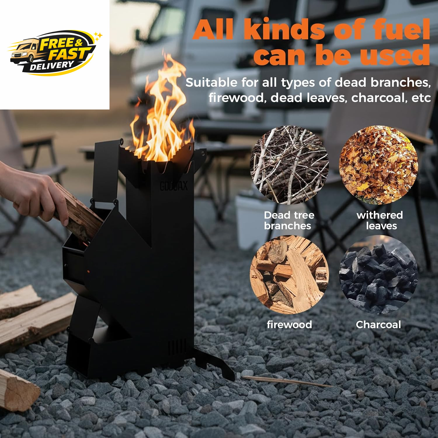 Rocket Stove for Cooking Portable Wood Burning Wood Fire Camping Backyard Cookin