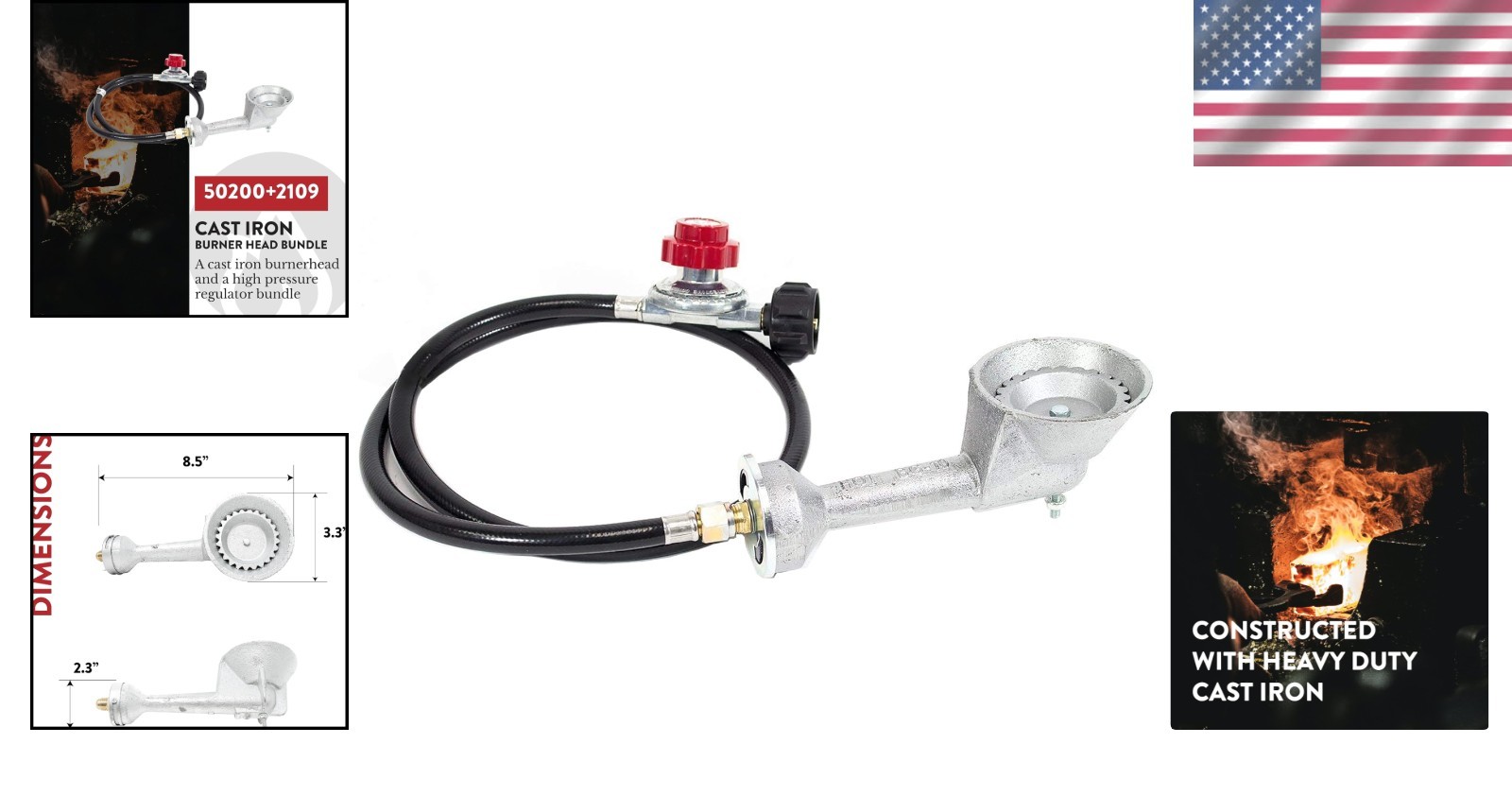 High Pressure Cast-Iron Burner with Regulator