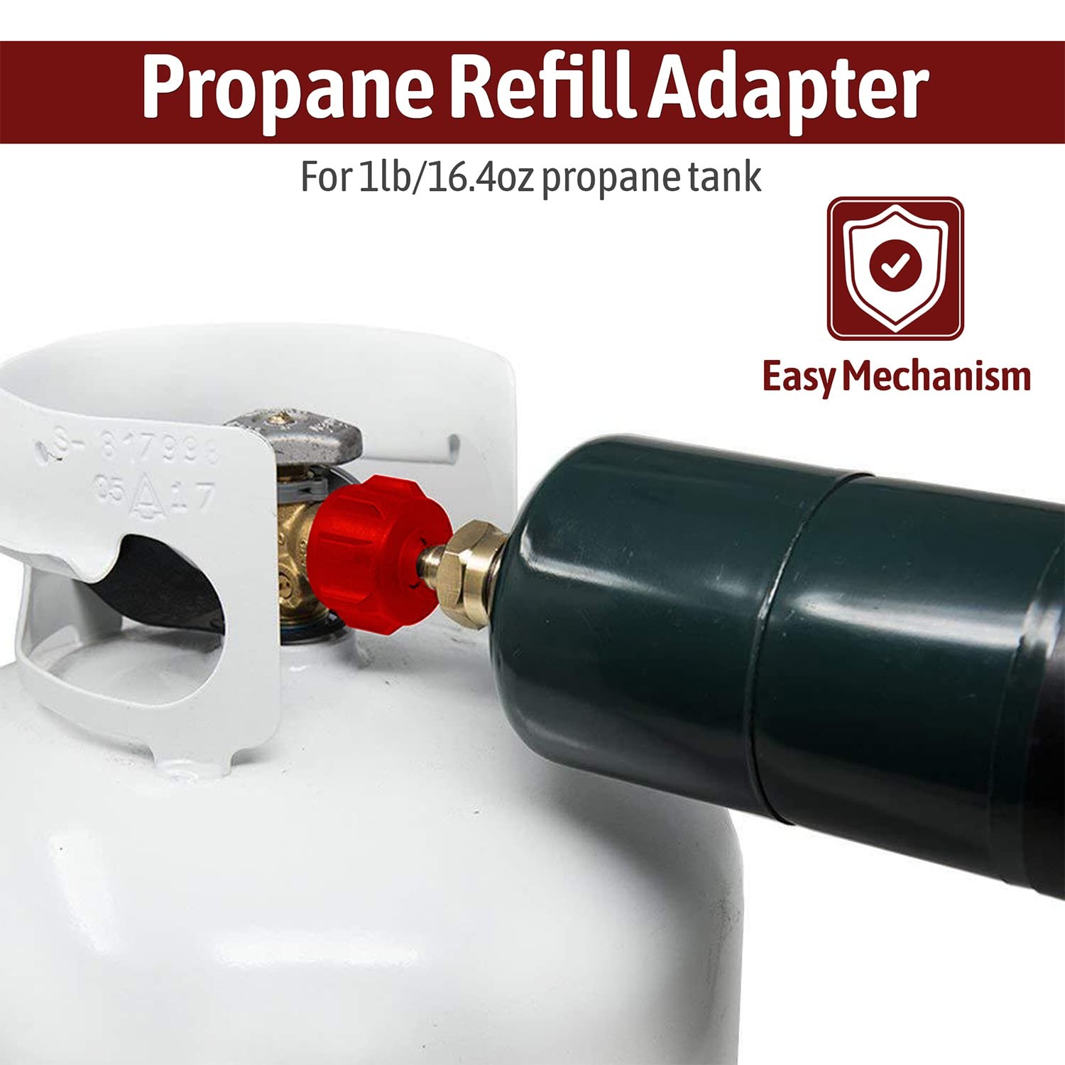 Gas One Propane Refill Adapter and 4ft Hose 1lb to 20lb – Red