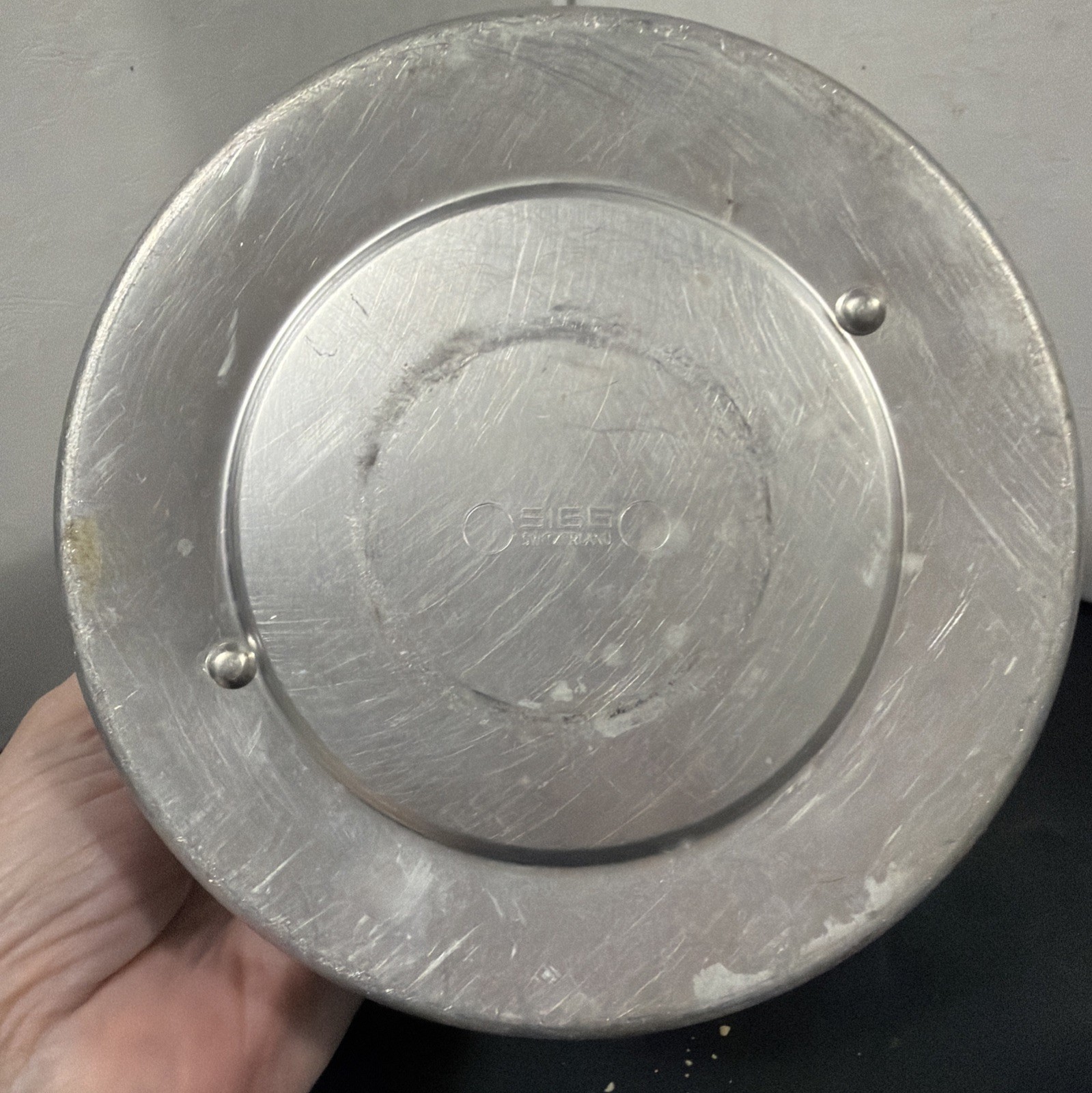 Vintage SIGG Aluminum Camping Cook Set Silver Round Cookware with Stove.