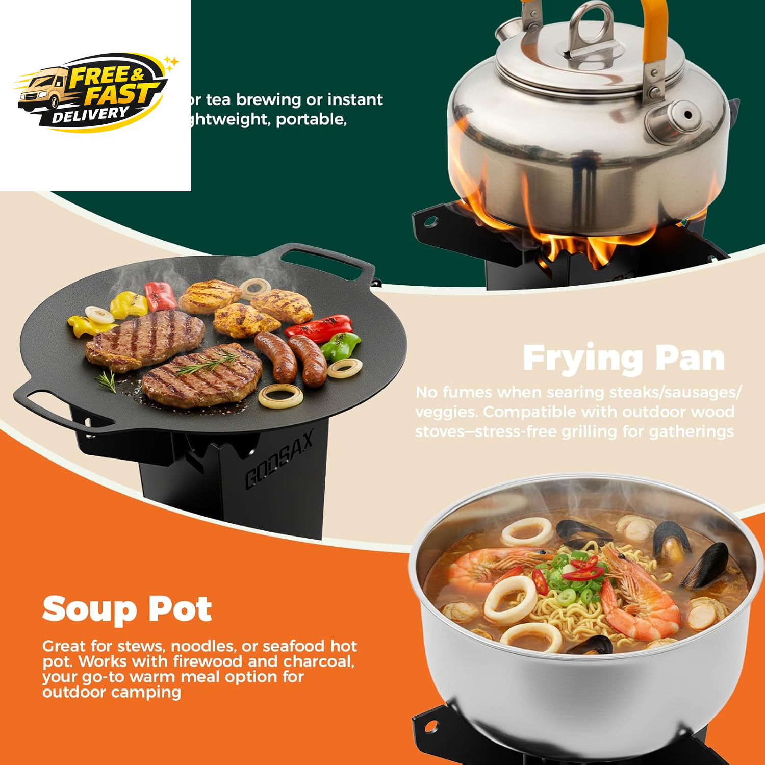 Rocket Stove for Cooking Portable Wood Burning Wood Fire Camping Backyard Cookin