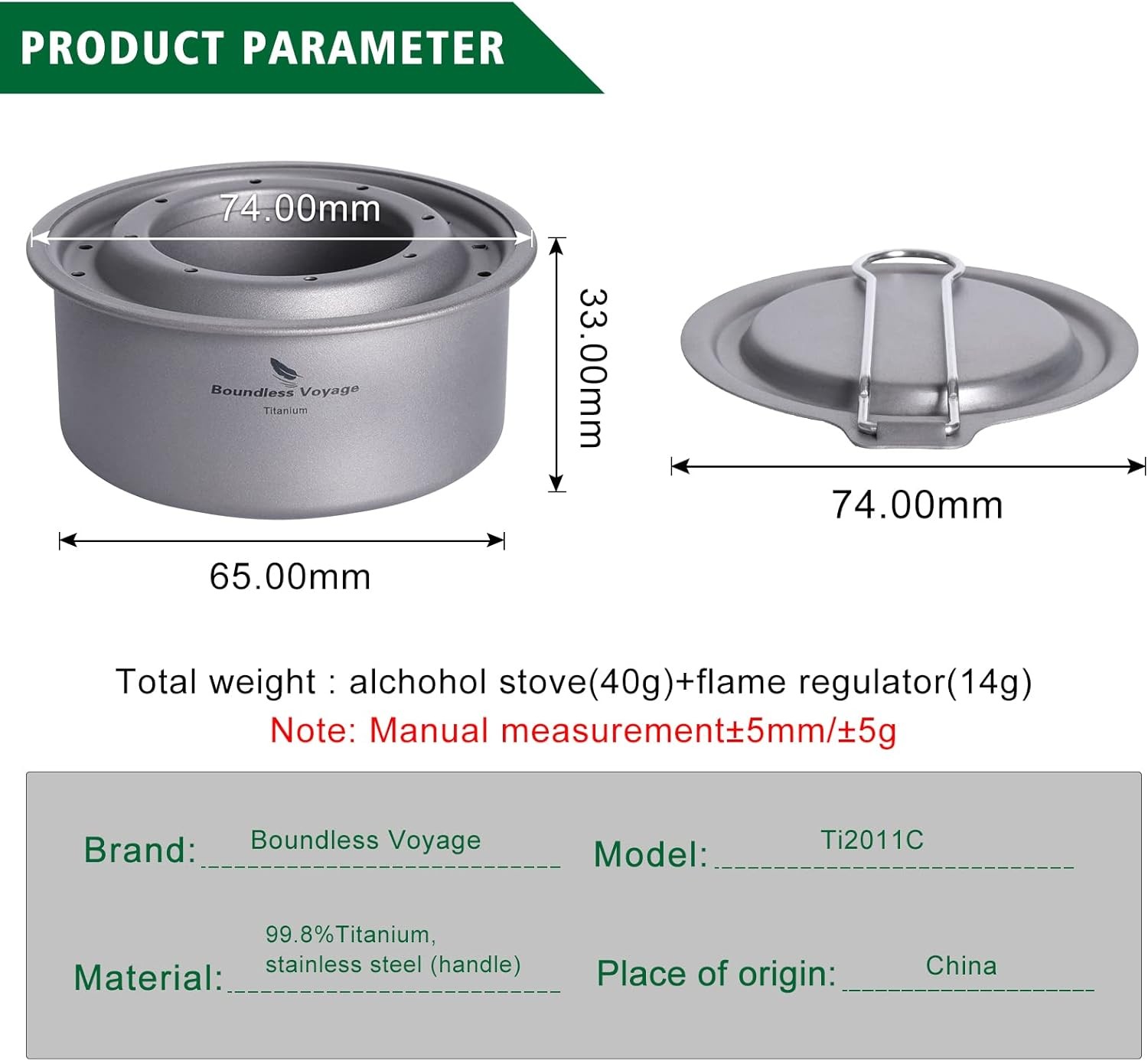Camping Titanium Spirit Alcohol Stove with Pot Stand Backpacking Wood Stove Outd