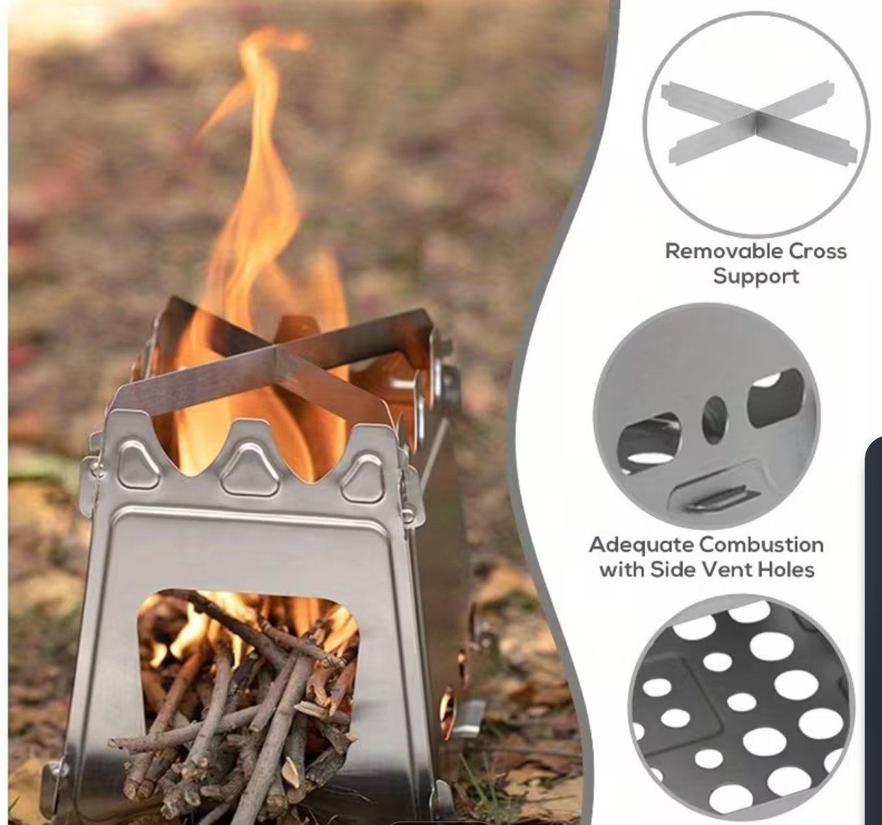 Classic Flat Packing Stainless Steel Wood Stove. Only 8 ounces.